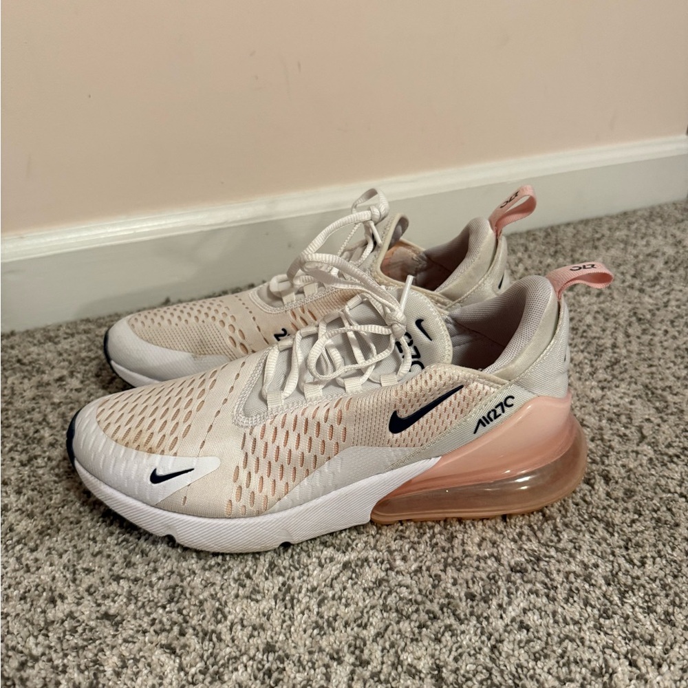Nike Air Max 270 White and Peach Sneakers